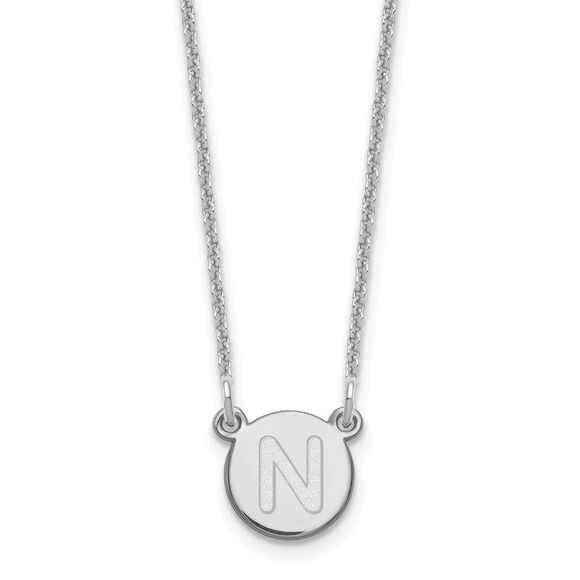 Kazi Luxury 14k White Gold Tiny Circle Block Letter N Initial Necklace - Picture 1 of 2